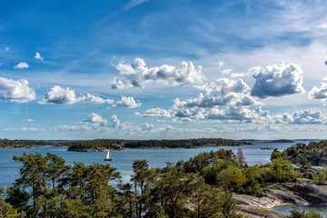 Fototapeta na wymiar View from the island of Kupan over St. Annas archipelago, Baltic Sea, Sweden