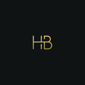 Modern creative elegant HB black and golden color initial based letter icon logo