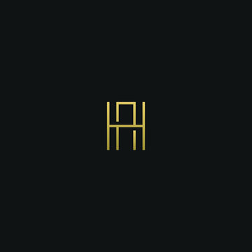 Modern creative elegant HA black and golden color initial based letter icon logo