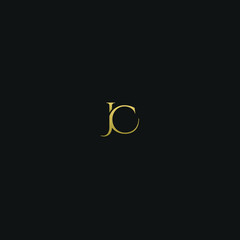 Modern creative elegant JC black and golden color initial based letter icon logo