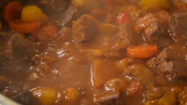 Stewing beef and vegetables goulash