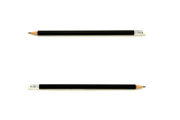 black pencil isolated on white background.