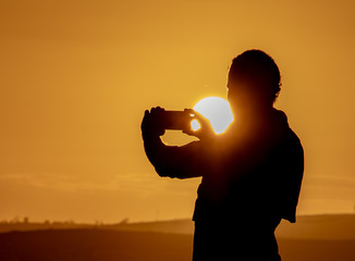 Selfie beim Sonnenuntergang