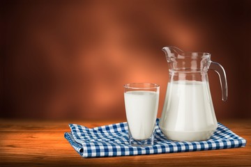 A glass of milk and a milk