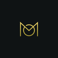 Modern unique elegant MO black and golden color initial based letter icon logo - obrazy, fototapety, plakaty