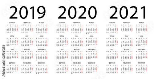 Calendar 19 21 Illustration Week Starts On Monday Wall Mural Dikobrazik