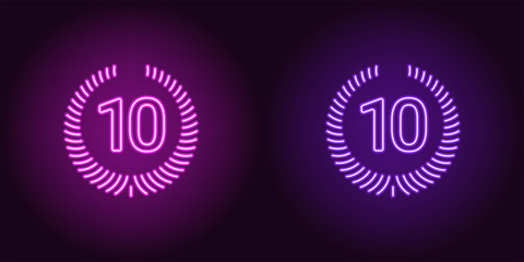 Neon Tenth place in purple and violet color