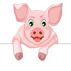 Obraz na płótnie Canvas Cute Cartoon Pig - Vector illustration