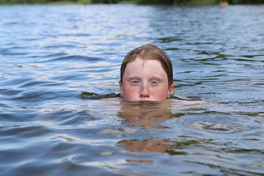 Boy play in water