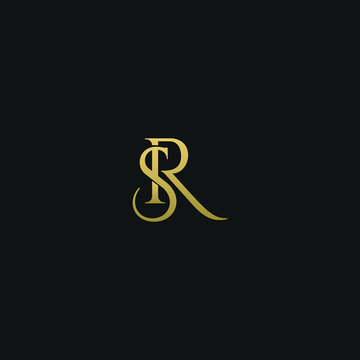 Unique modern elegant SR black and gold color initial based letter icon logo