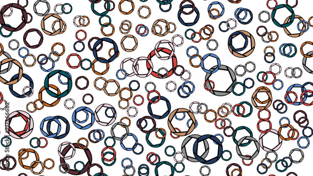 Poster bright motley pattern seamless texture of a multitude of different colorful circles of circles of di
