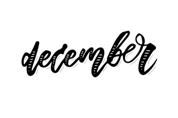 December Calligraphy Lettering Day Month Vector Brush