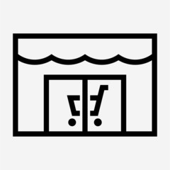 Outline shop building pixel perfect vector icon