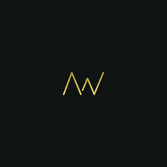 Modern creative elegant AW black and gold color initial based letter icon logo - obrazy, fototapety, plakaty
