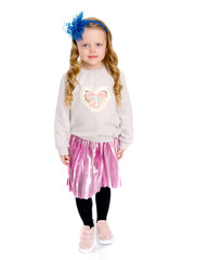 The little girl is full-length.