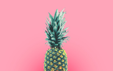 Pineapple on pastel pink background
