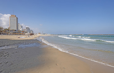 Tel Aviv Beach on the Mediterranean Sea in Summer