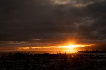 ハワイの神秘的夕日