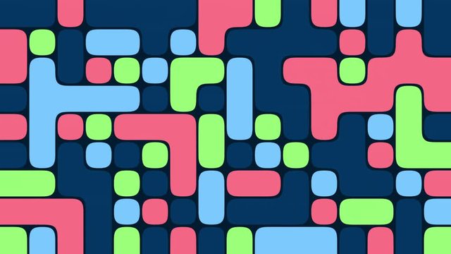Transforming abstract red, blue and green dots and shapes on the screen