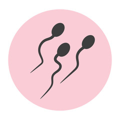 Sperm cells on pink circle icon