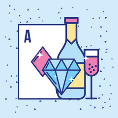 casino bottle champagne glass cup money coins