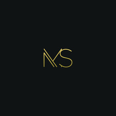 Creative modern elegant MS black and gold color initial based letter icon logo. - obrazy, fototapety, plakaty