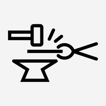 blacksmith anvil hammer tongs icon clip art preview
