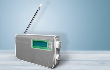 Old retro radio  on background