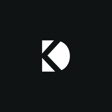 Unique modern trendy KD or DK black and white color initial based icon logo.
