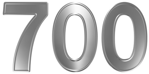 Numeral 700, seven hundred, isolated on white background, 3d render