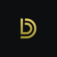 Unique modern trendy DB or BD black and golden color initial based icon logo.