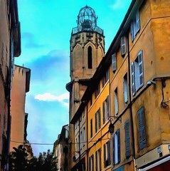 Oil painting. Art print for wall decor. Acrylic artwork. Big size poster. Watercolor drawing. Modern style fine art.  Classical European architecture.