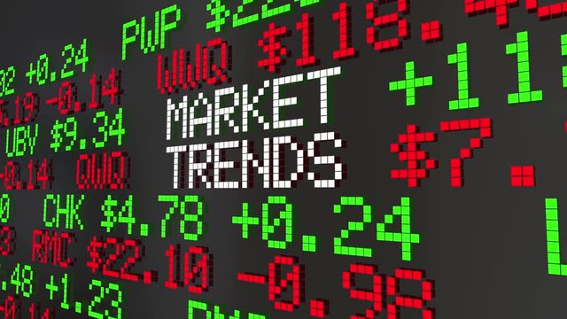 Market Trends Stocks Bonds Equities Securities Ticker Prices 3d Animation