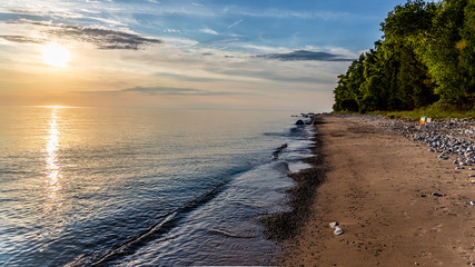 Early Sunset Lake Michigan Beach