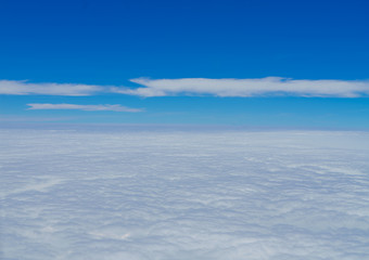 beautiful blue sky with cloud. Blue sky with clouds for background. Skyline View above the Clouds from air plane