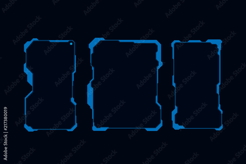 Poster hud futuristic user screen control interface set. abstract virtual hologram target monitor concept d