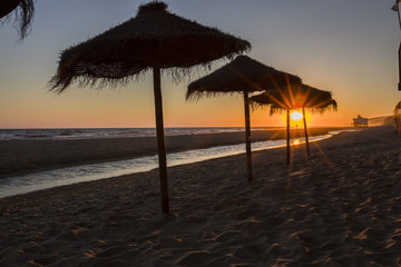 Sunset landscape at spanish south beach