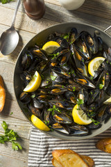 Homemade Steamed Mussels and Broth