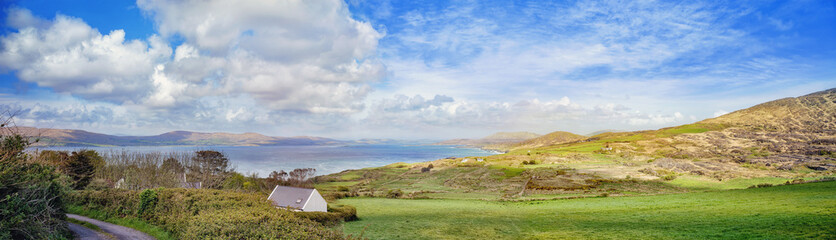 Landscape with a house roof in a county Cork, Ireland