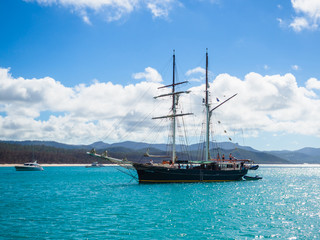 Sailing ship anchored off Hamilton Island, Australia