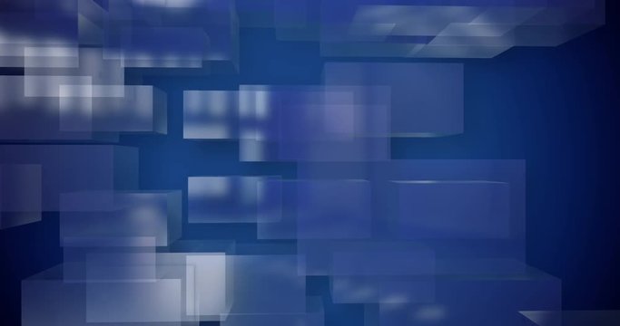An abstract news-style bumper background made up of semi-transparent cubes and boxes.  	