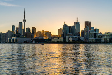 Fototapeta na wymiar Aerial of Toronto Skyline during Sunset from Waterfront