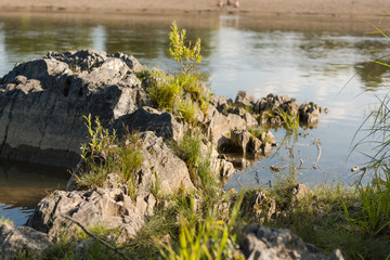 A small lake with a stony shore in Russia