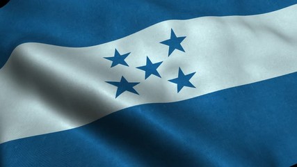 Photorealistic 4k Close up of honduras flag slow waving with visible wrinkles and realistic fabric. A fully digital rendering, 3D Animation. 15 seconds 4K, Ultra HD resolution honduras flag animation. - Powered by Adobe