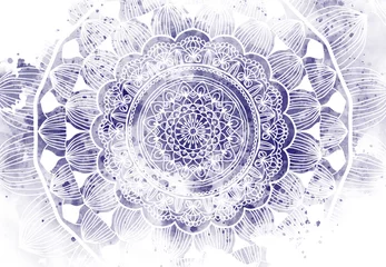 Crédence de cuisine en verre imprimé Mandala Abstract mandala graphic design and watercolor digital art painting for ancient geometric concept background