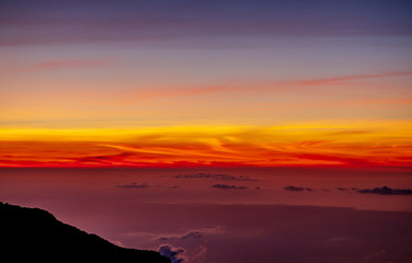 above clouds at sunset