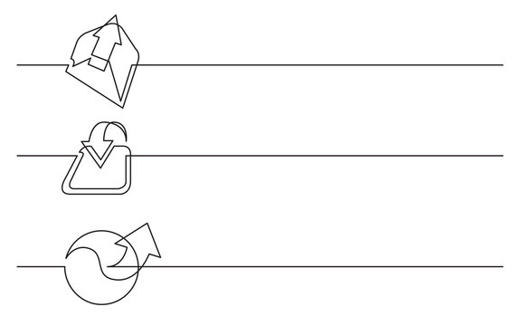 banner design - continuous line drawing of business icons: outgoing emails, download, connection
