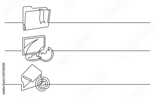 Banner Design Continuous Line Drawing Of Business Icons Folder