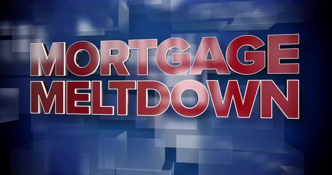 A red and blue dynamic 3D Mortgage Meltdown title page background animation.	 	