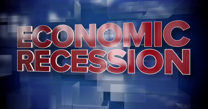 A red and blue dynamic 3D Economic Recession title page background animation.	 	